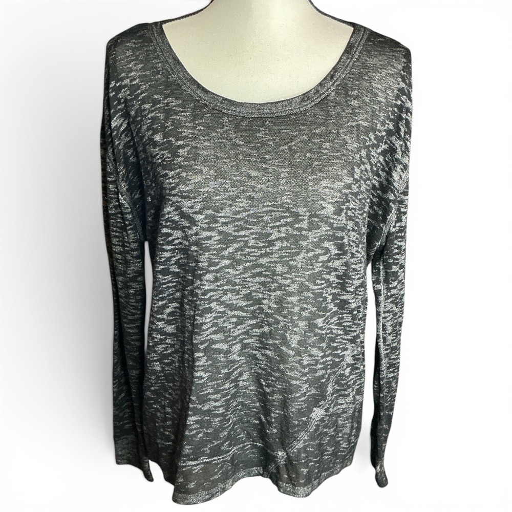 Jessica Simpson Black Space Dye Active Top Women Size L Taryn Crossover Hem